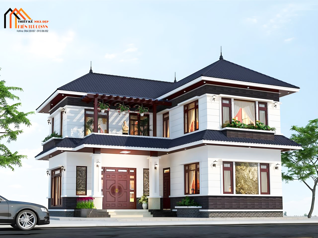 Mẫu biệt thự 1 trệt 1 lầu hiện đại