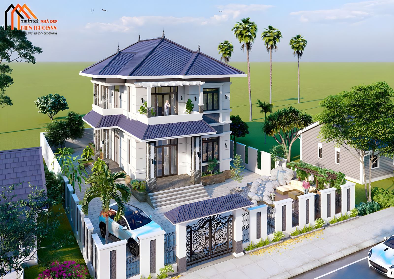 Mẫu biệt thự 1 trệt 1 lầu hiện đại