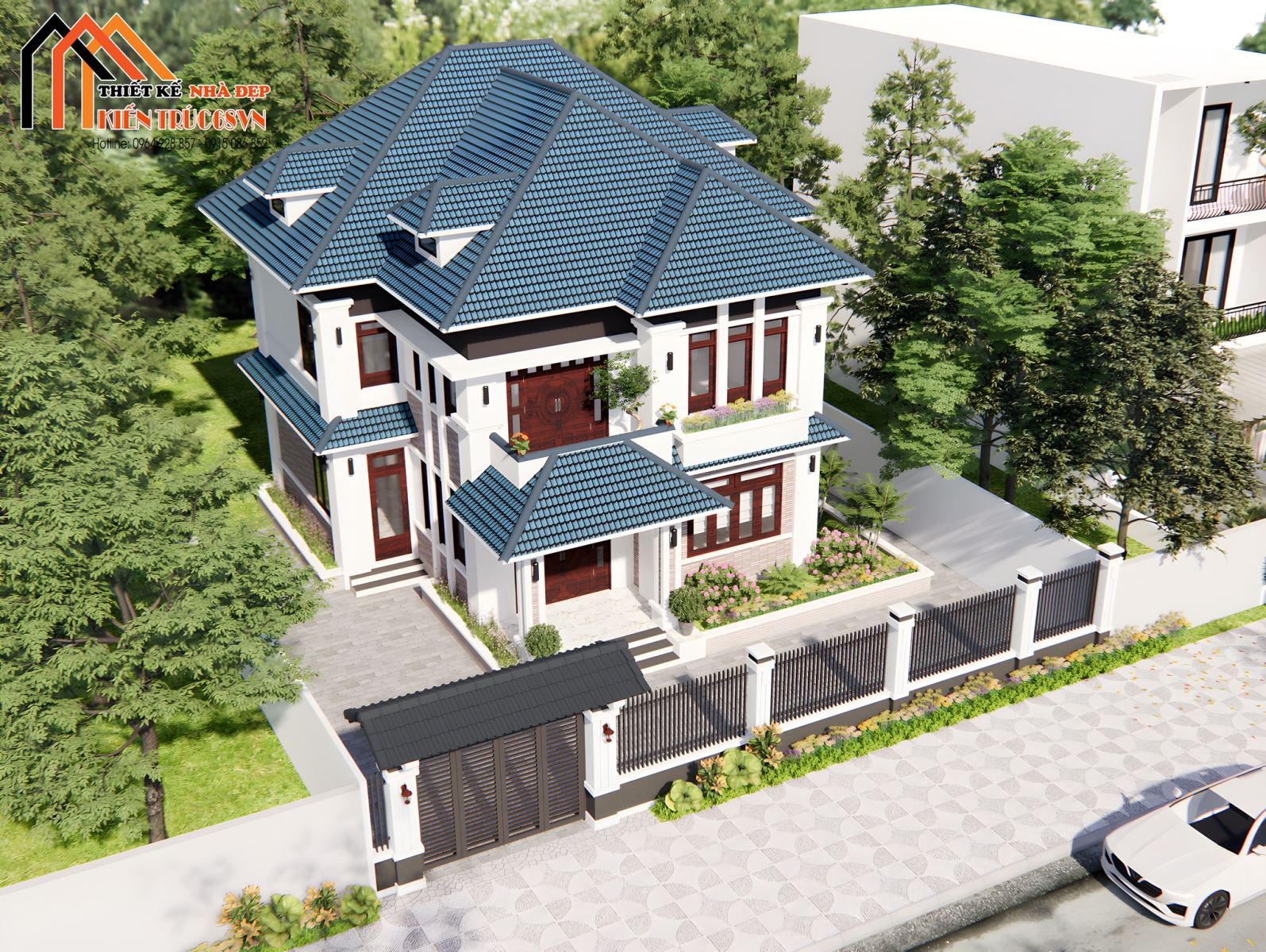 Mẫu biệt thự 1 trệt 1 lầu hiện đại